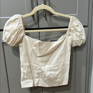 With Jean Elegant Ivory Puff Sleeve Top